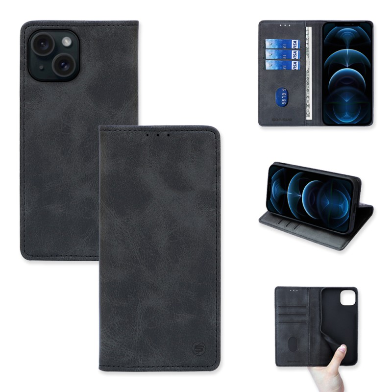 Sonique Book Δερματίνης Μαύρο (iPhone 15)