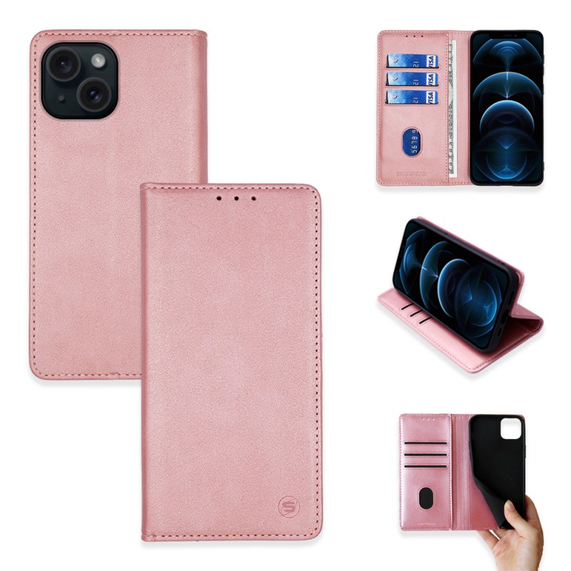 Sonique Book Δερματίνης Ροζ Χρυσό (iPhone 15)