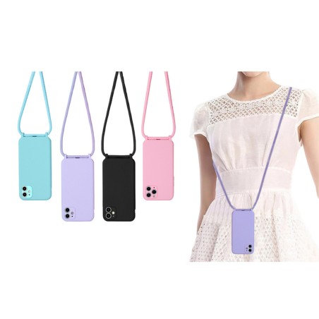 Sonique Carryhang Back Cover Σιλικόνης 0.5mm με Λουράκι Λιλά (iPhone 14)
