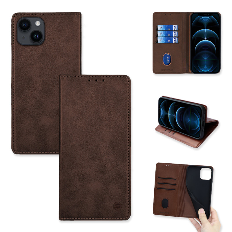 Sonique Vintage Wallet Δερματίνης Καφέ (iPhone 14)