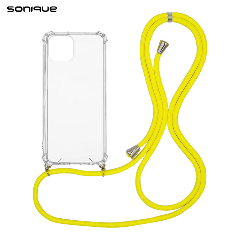 Sonique Armor Back Cover Σιλικόνης με Λουράκι Διάφανο / Κίτρινο (iPhone 14)