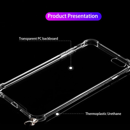 Sonique Armor Back Cover Σιλικόνης με Λουράκι Διάφανο / Κόκκινο (iPhone 14)