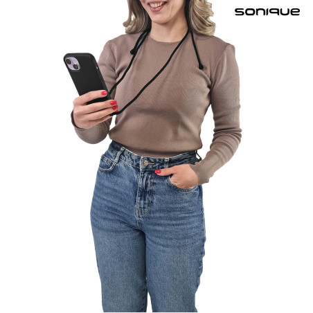 Θήκη Σιλικόνης Κορδόνι Carryhang Sonique Samsung Galaxy A16 4g Galaxy A16 5g Μαύρο