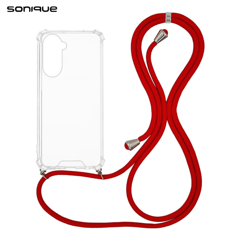 Θήκη Σιλικόνης Κορδόνι Sonique Armor Clear Samsung Galaxy A37 5g Κόκκινο
