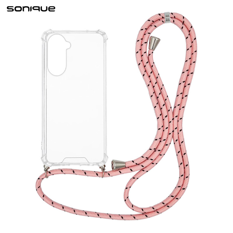 Θήκη Σιλικόνης Κορδόνι Sonique Armor Clear Samsung Galaxy S26 Rainbow Ροζ