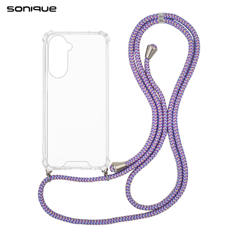 Θήκη Σιλικόνης Κορδόνι Sonique Armor Clear Samsung Galaxy S26 Rainbow Λιλά