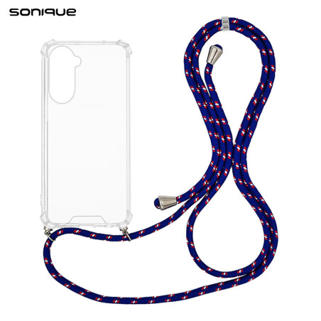 Θήκη Σιλικόνης Κορδόνι Sonique Armor Clear Samsung Galaxy S26 Rainbow Μπλε