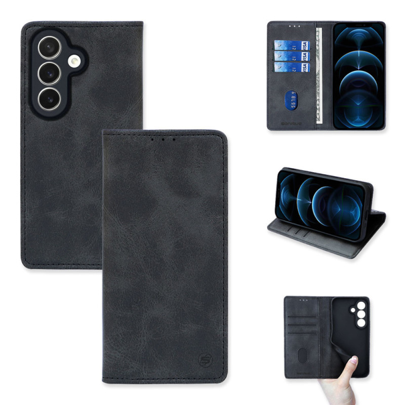 Θήκη Πορτοφόλι Vintage Magnet Wallet Sonique Samsung Galaxy S26 Plus Μαύρο