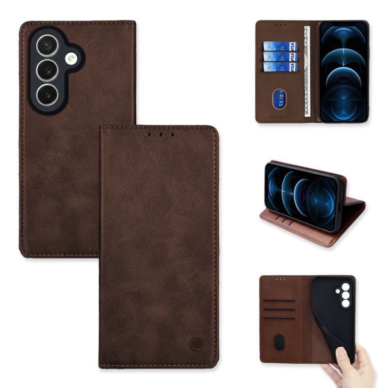 Θήκη Πορτοφόλι Vintage Magnet Wallet Sonique Samsung Galaxy S26 Plus Καφέ