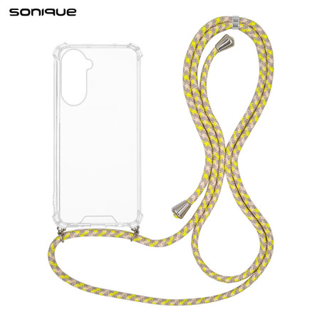 Θήκη Σιλικόνης Κορδόνι Sonique Armor Clear Samsung Galaxy S26 Rainbow Κίτρινο