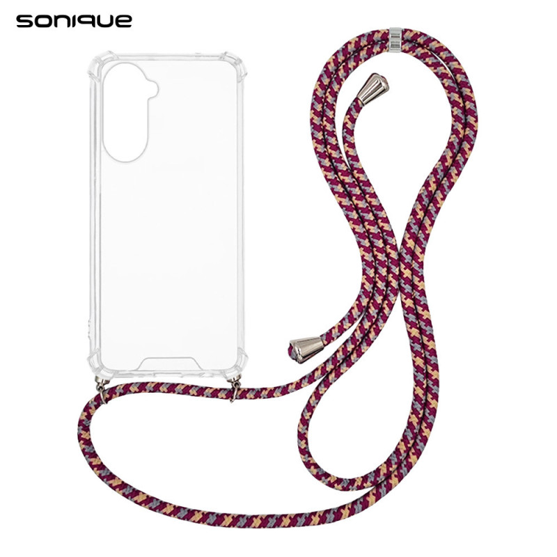 Θήκη Σιλικόνης Κορδόνι Sonique Armor Clear Samsung Galaxy S26 Rainbow Μπορντό