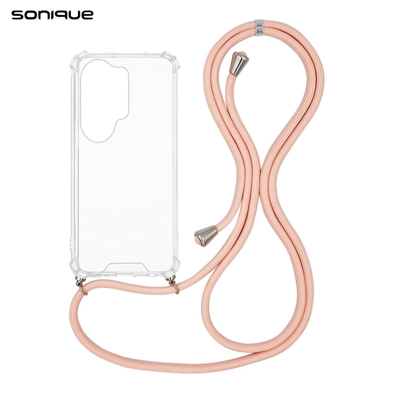 Θήκη Σιλικόνης Κορδόνι Sonique Armor Clear Samsung Galaxy S26 Ultra Ροζ