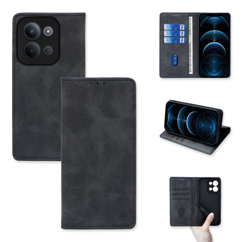 Θήκη Πορτοφόλι Vintage Magnet Wallet Sonique Xiaomi Redmi 15c 4g Redmi 15c 5g Μαύρο