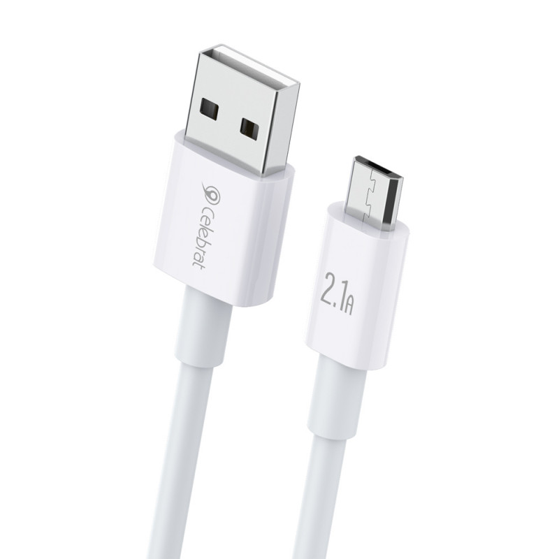 Celebrat Regular USB 2.0 to micro USB Cable Λευκό 1.2m (CB-24M)