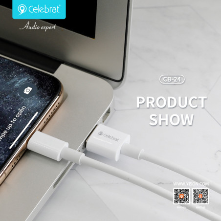 Celebrat Regular USB 2.0 to micro USB Cable Λευκό 1.2m (CB-24M)