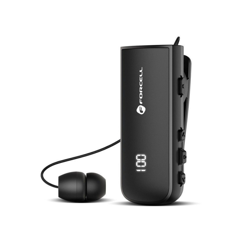 Forcell F-Audio Drive Earbud Bluetooth Handsfree Ακουστικό Πέτου με Αντοχή στον Ιδρώτα Μαύρο